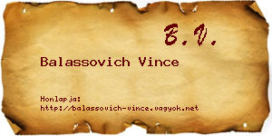 Balassovich Vince névjegykártya